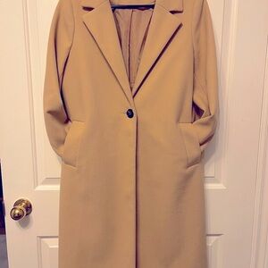 Miss Selfridge Tan Trench Coat with Wide Lapels and Knee Length